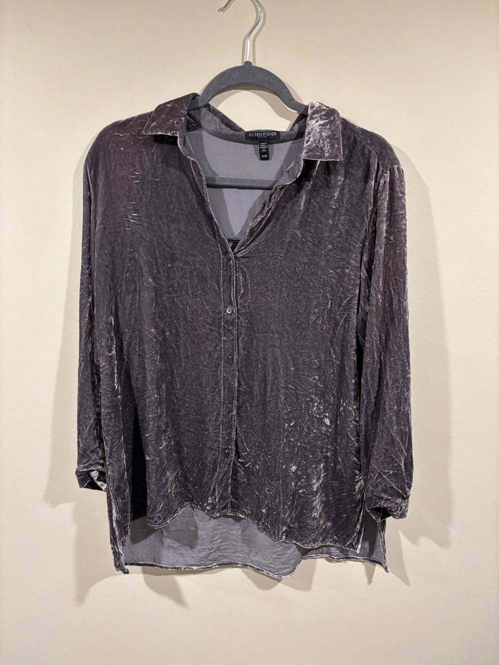 Eileen Fisher crushed velvet button-down shirt